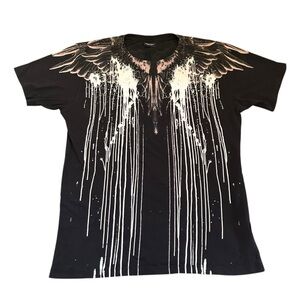Marcelo Burlon County Of Milan Black Drip Icon Wings Print Graphic Tee Small